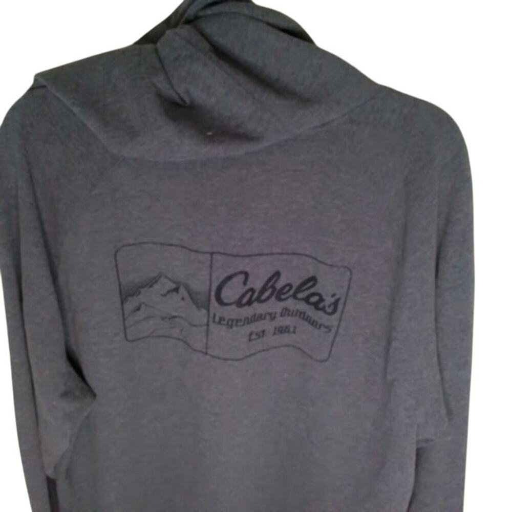 Cabela’s Full Zip Hoodie Gray Lightweight Graphic Sweatshirt Men's XL
